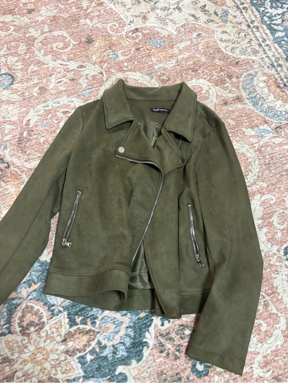 Apt. 9 Olive Green Suede Moto Jacket